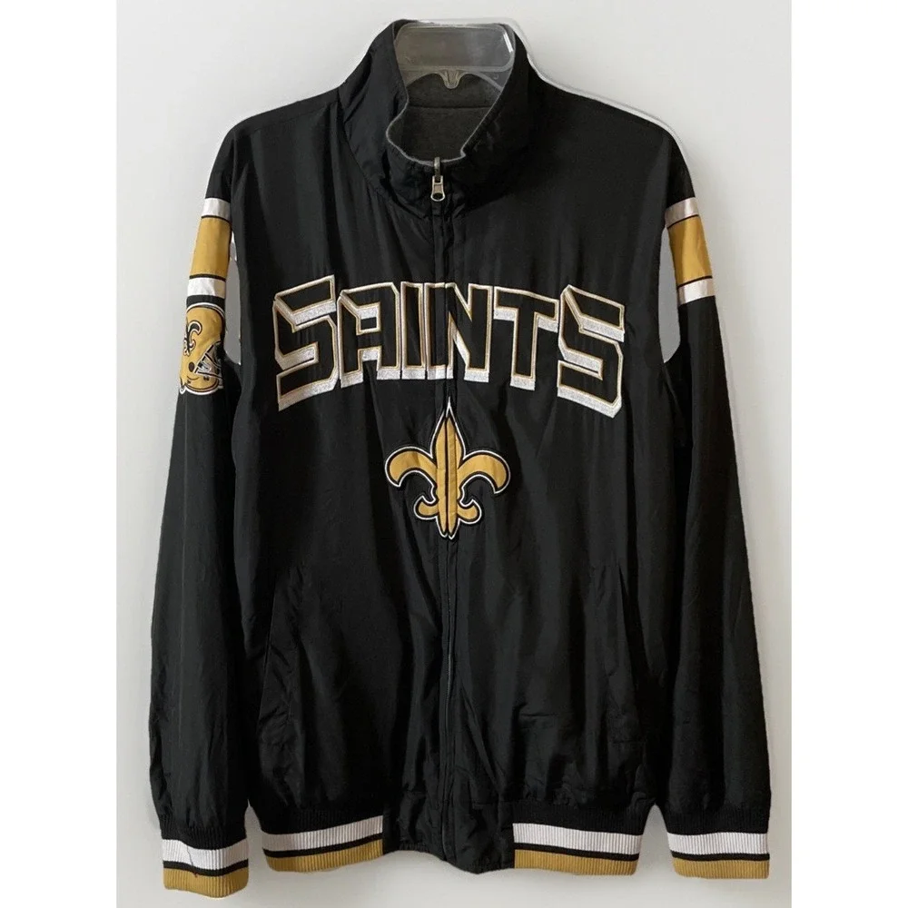 NFL G-lll New Orleans Saints Reversible Soft shell Bomber Jacket Men's Small EUC - Picture 1 of 11